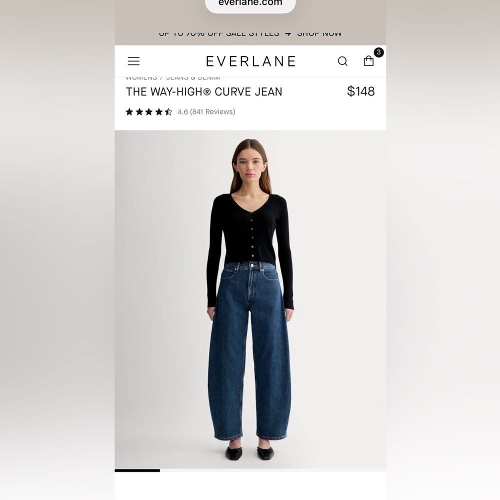 Everlane Way High barrel Jean in 32R in OCEAN shade retails $148